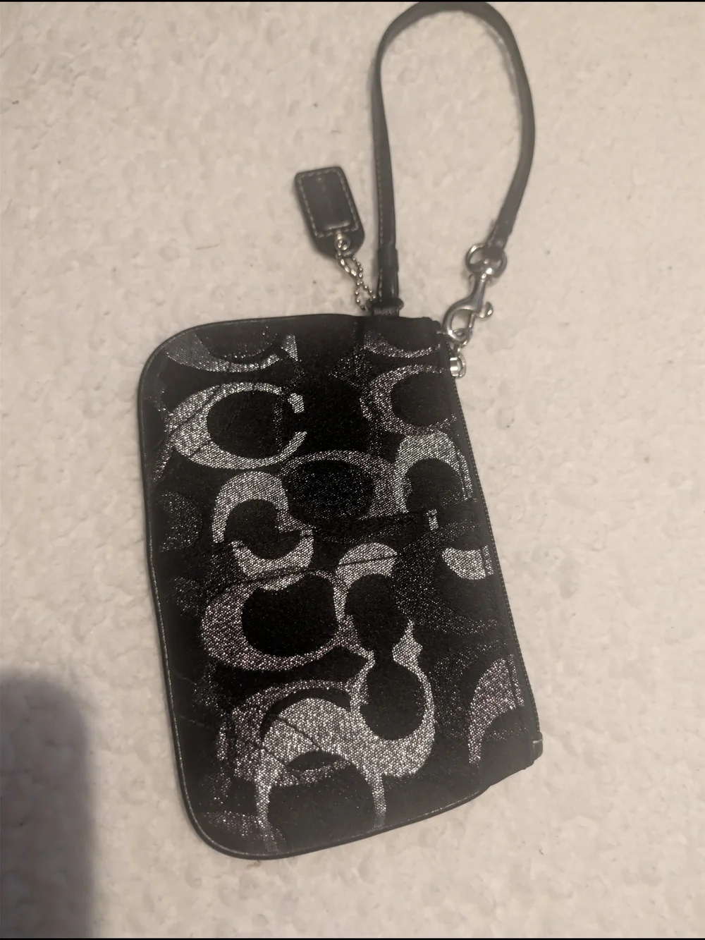 Coach Black Signature Glitter Wristlet